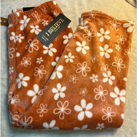NWT Pajama Pants 2XL I Believe Cozy Fleece Stretch Smoothing Waistband Slimming - Picture 2 of 14